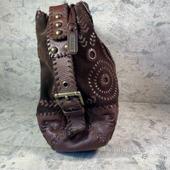 Isabella Fiore Suede Leather Woven Hobo Shoulder Bag - Picture 2 of 15